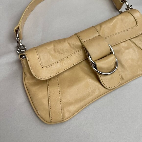 Hobo International Leather Baguette HandBag Purse 11.5x6 Light Yellow Y2K - Picture 4 of 10